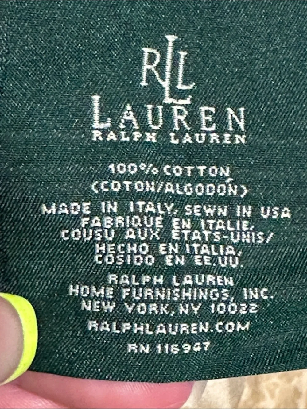 VTG Lauren Ralph‎ Lauren Avery Pillowcase 1 King Size 39 X 20